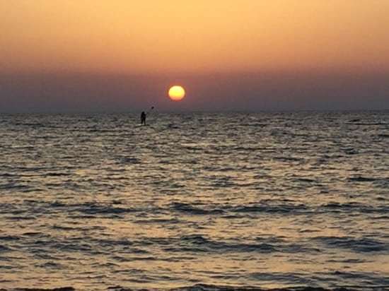 Tel Aviv, Israel. Sunset over the ocean.